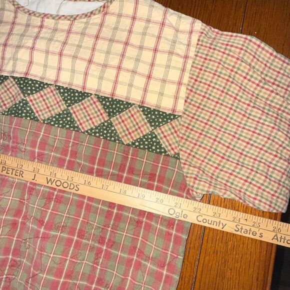Vintage Handmade Quilted Patchwork Pullover Top Cottagecore Folk Art L - Picture 9 of 12